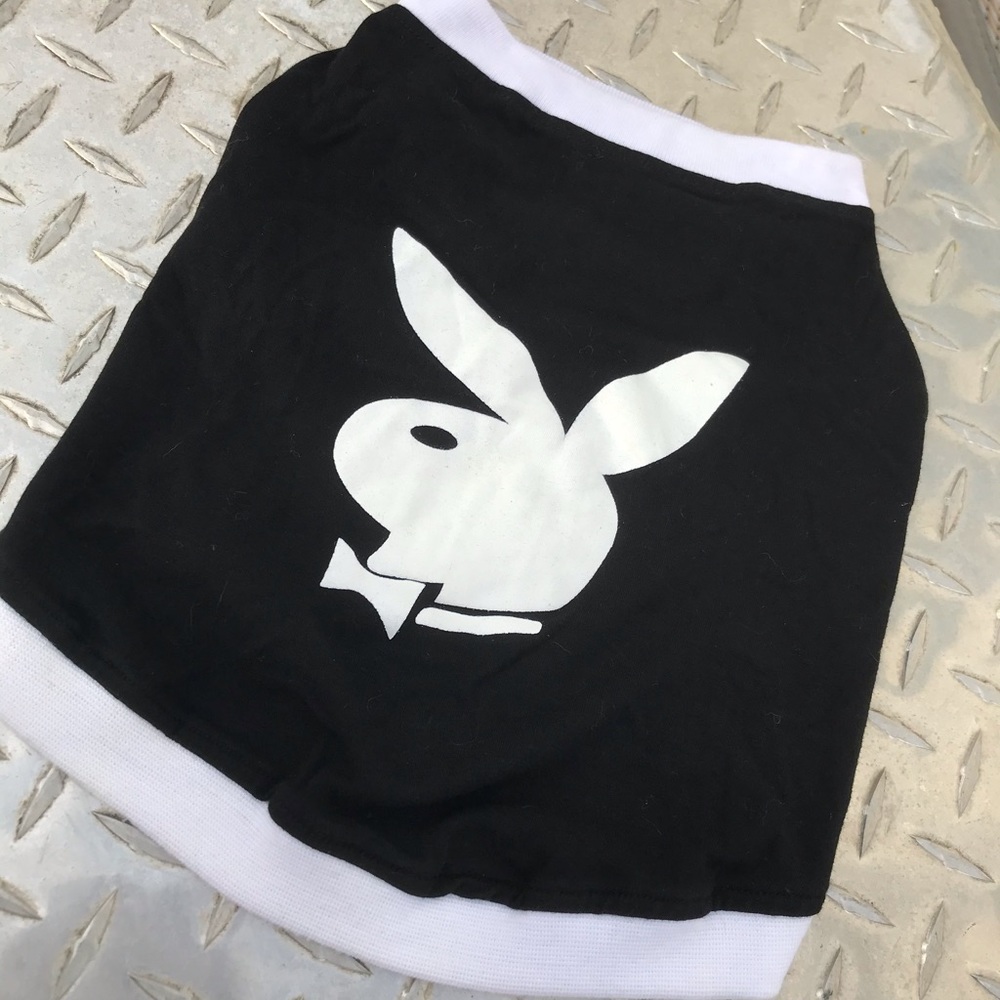 Black white Playboy shirt dog pet bunny tank top